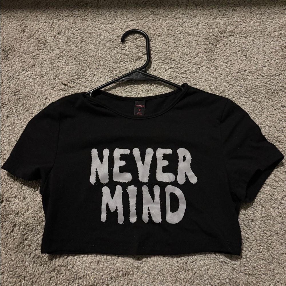 Black 'Never Mind' Crop Top